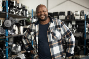 Nkumbulo Magqabi TCB Repair entrepreneur repairing and selling appliances in Langa